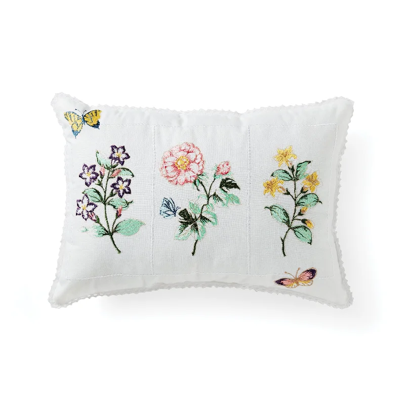 Pillow with solid fill-Butterfly Meadow Floral Study Pillow 14x20