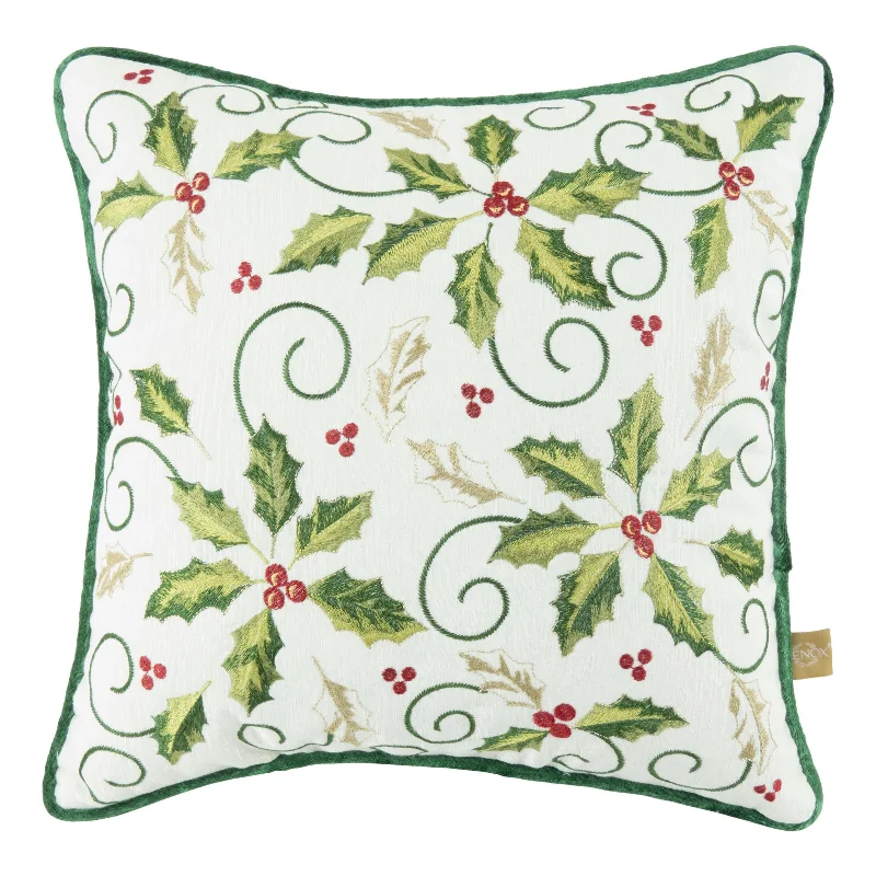 Pillow for teenagers-Holiday Holly 16x16 Throw Pillow