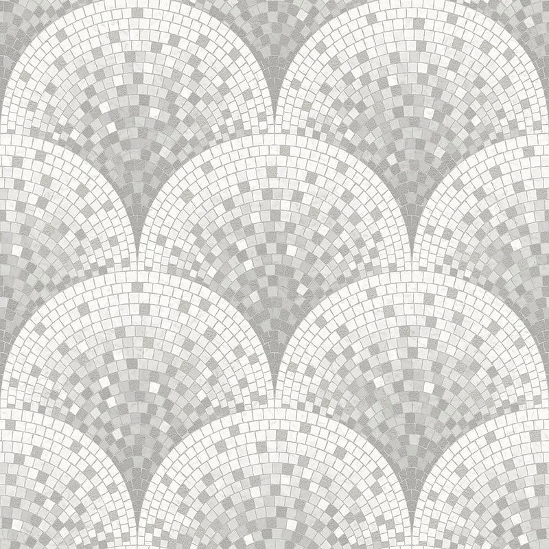 Wallpaper muted glow-Removable wallpaper for bedrooms-Bella Textured Tile Effect Wallpaper in Pearl and Grey by BD Wall