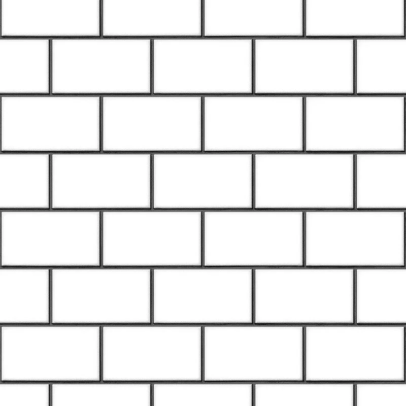 Wallpaper sleek shine-Top wallpaper for sleek style-Berkeley Brick Tile Wallpaper in White and Black by BD Wall