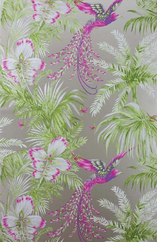 Wallpaper wave flair-Top wallpaper for cozy vibes-Bird Of Paradise Wallpaper in Green and Purple from the Samana Collection