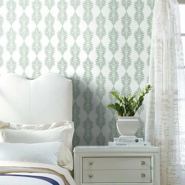 Wallpaper geometric trends-Wallpaper with geometric designs-Broadsands Botanica Wallpaper in Mint from the Water's Edge Resource Library