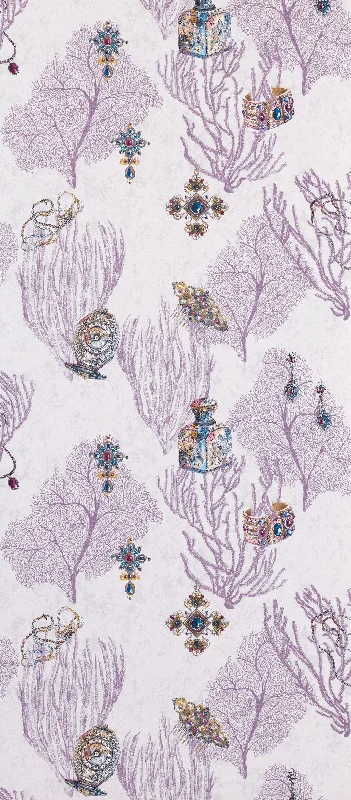 Wallpaper hush walls-Peel-and-stick wallpaper for offices-Coralino Wallpaper in Purple from the Deya Collection