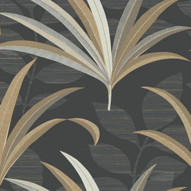 Wallpaper bold journey-Top wallpaper for chic decor-El Morocco Palm Wallpaper in Black and Yellow from the Deco Collection