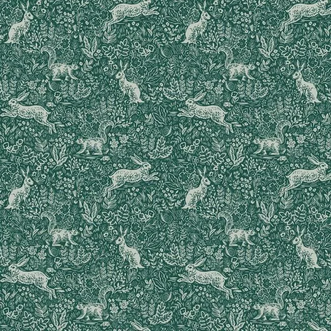 Wallpaper flat decor-Wallpaper with matte textures-Fable Wallpaper in Emerald from the Rifle Paper Co. Collection