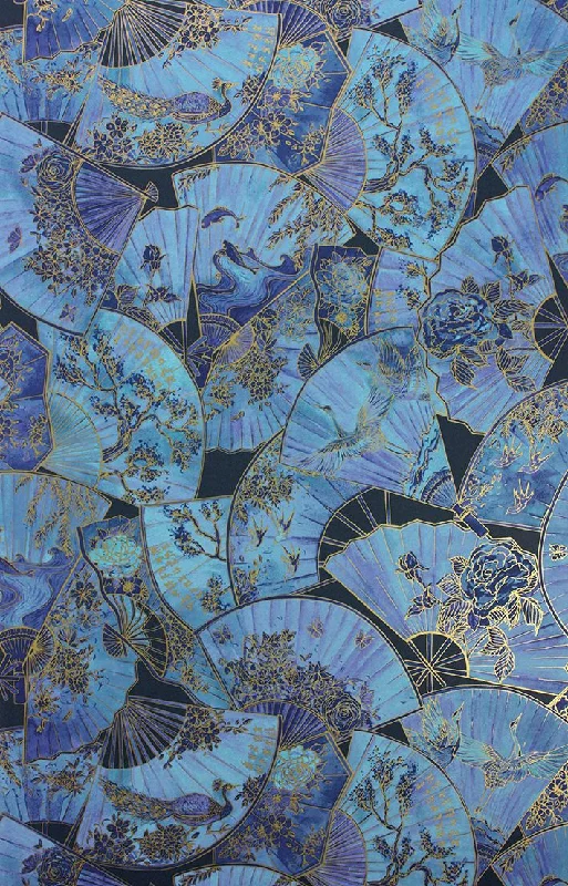 Wallpaper long charm-Top wallpaper for chic style-Fanfare Wallpaper in Blue from the Belvoir Collection