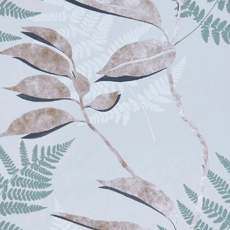 Wallpaper decor hub-How to choose wallpaper textures-Feuille D'or Wallpaper in Stone and Gilver from the Folium Collection by Osborne & Little