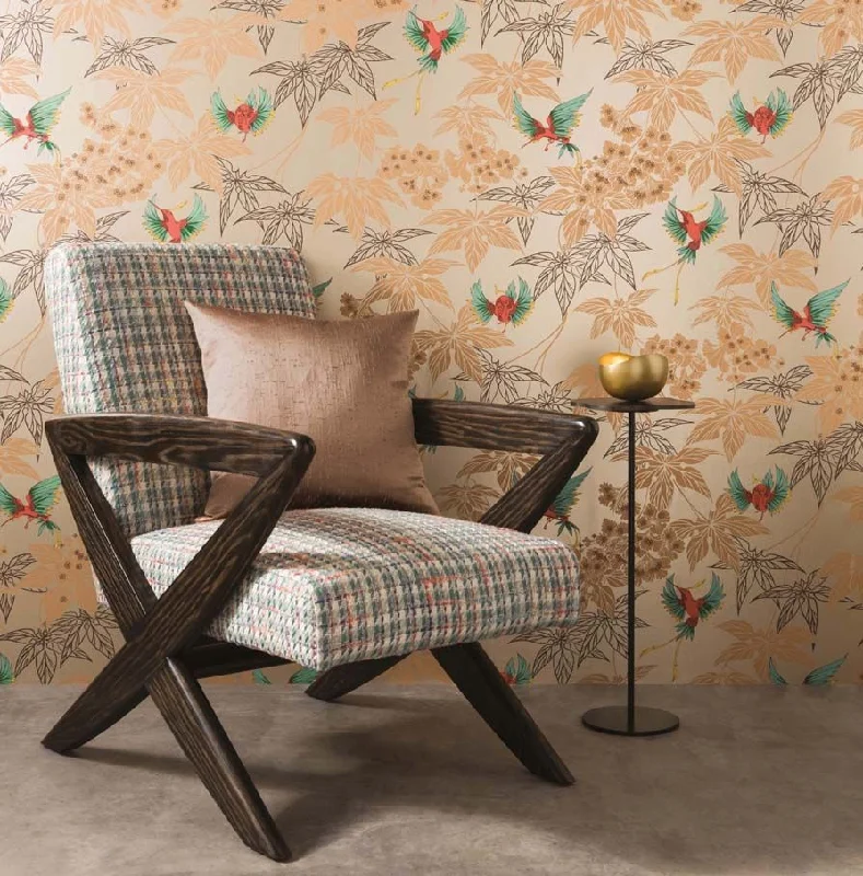 Wallpaper user feedback-Wallpaper with tropical designs-Grove Garden Wallpaper in Copper and Brick Red from the Folium Collection by Osborne & Little