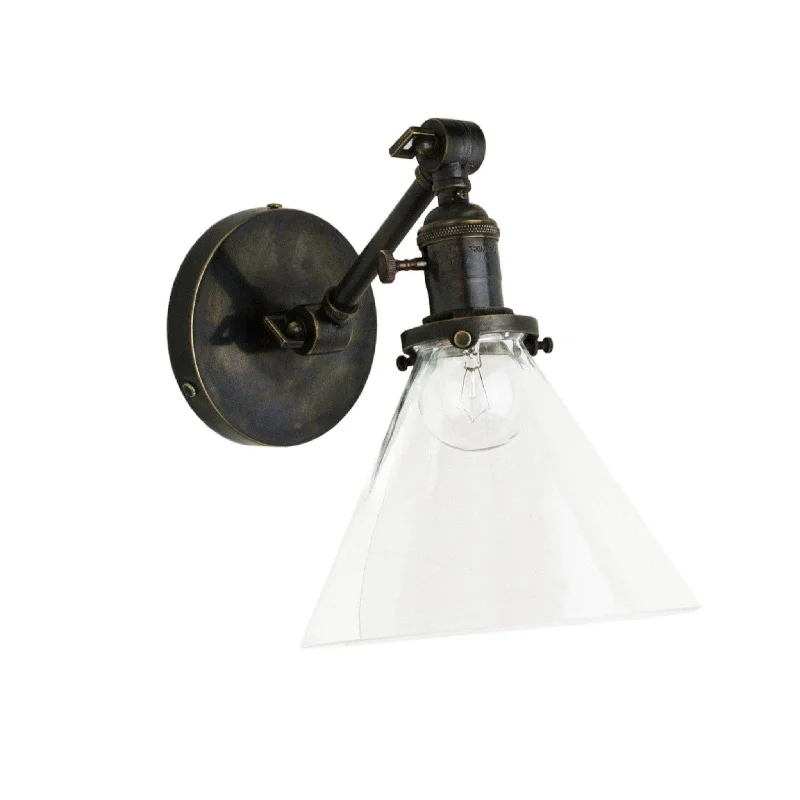 Jamestown Single Short Arm Wall Sconce with Tapered Clear Glass Shade