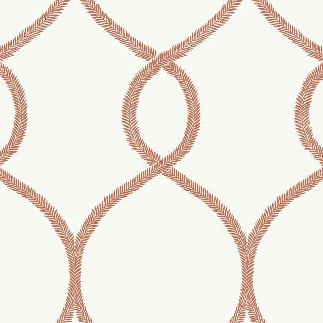 Wallpaper lavish style-Wallpaper with subtle textures-Laurel Leaf Ogee Wallpaper in Orange from the 24 Karat Collection