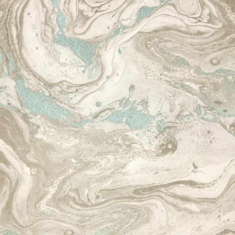 Wallpaper sail chic-Durable wallpaper for living rooms-Marbled Wallpaper in Grey and Teal from the Precious Elements Collection by Burke Decor