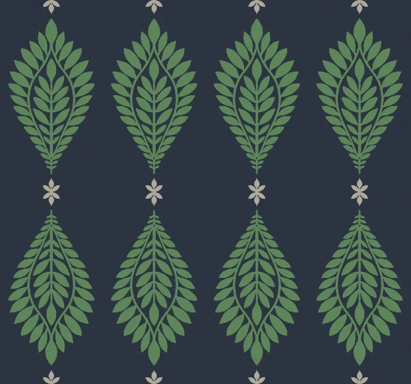 Wallpaper quiet walls-How to clean wallpaper marks-Mirasol Palm Frond Wallpaper in Midnight Blue and Spearmint from the Luxe Retreat Collection