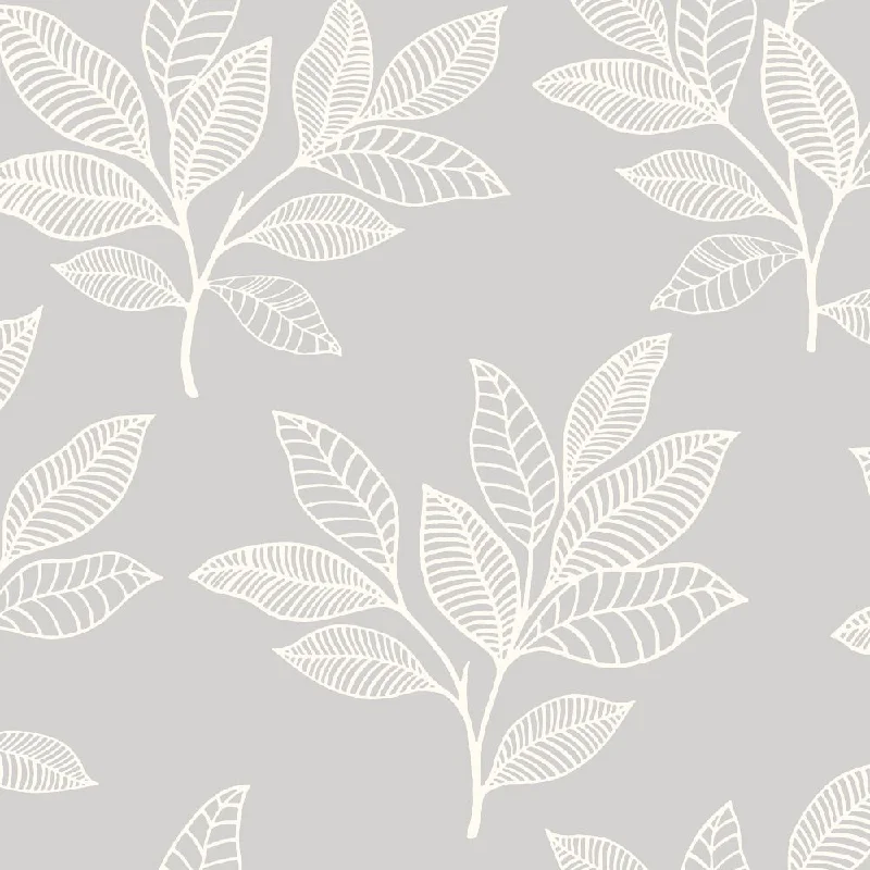 Wallpaper fresh modern-Affordable wallpaper with bold-Paradise Leaves Wallpaper in Daydream Grey