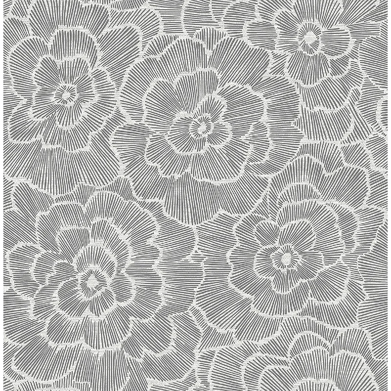 Wallpaper cinema feel-How to buy wallpaper online-Periwinkle Textured Floral Wallpaper in Grey from the Pacifica Collection