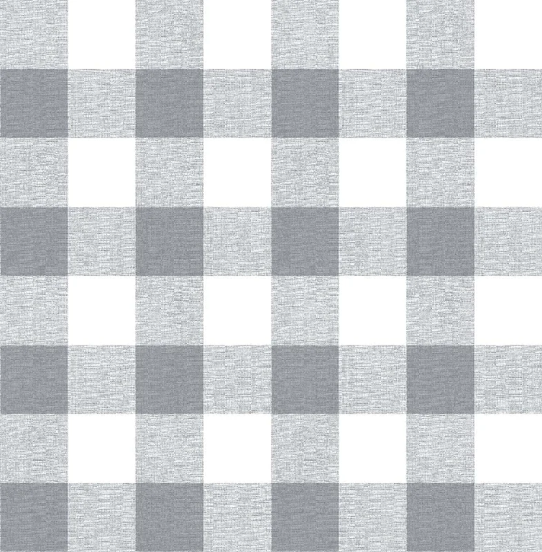 Wallpaper workspace decor-Lightweight wallpaper for walls-Picnic Plaid Peel-and-Stick Wallpaper in Grey and White