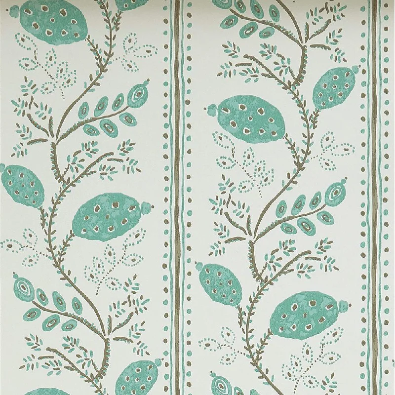 Wallpaper fan favorites-Cheap wallpaper with bold-Pomegranate Trail Wallpaper in Aqua and Taupe from the Ashdown Collection