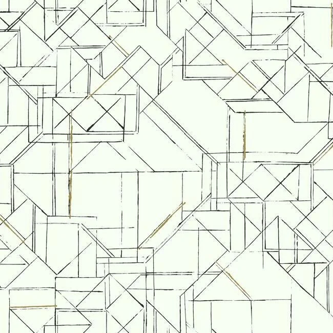 Wallpaper cozy nook-Top wallpaper for modern decor-Prism Schematics Peel & Stick Wallpaper in Black and Gold by York Wallcoverings