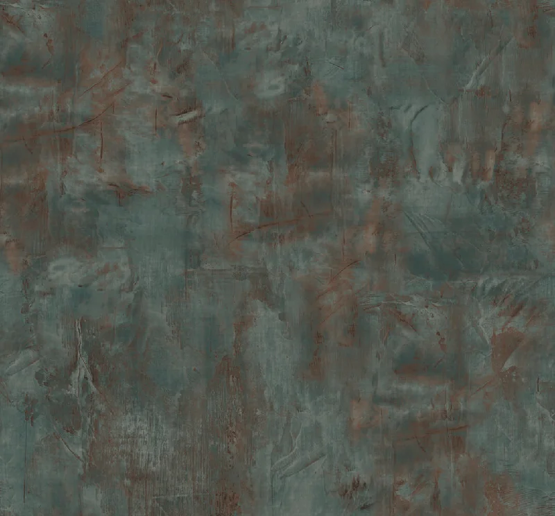 Wallpaper feather light-Cheap wallpaper with durability-Rustic Stucco Faux Wallpaper in Rust and Forest Green from the Living With Art Collection