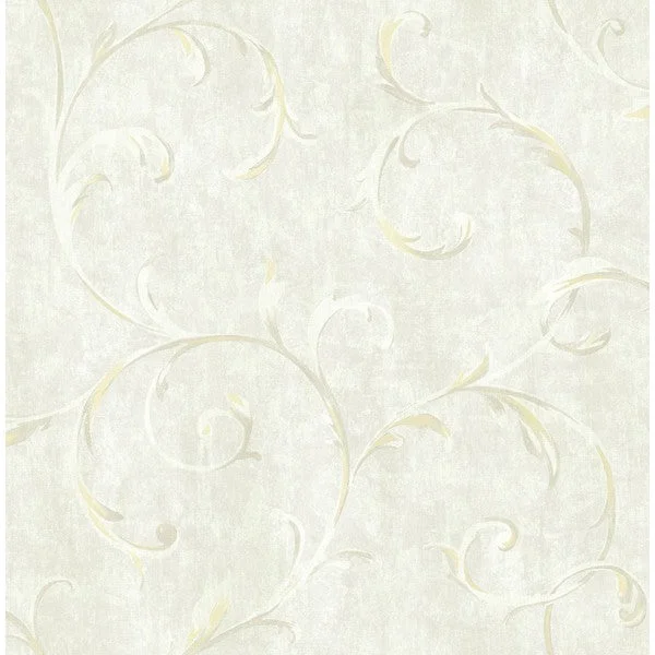 Wallpaper sporty flair-Cheap wallpaper with geometric-Scroll Wallpaper in Gold and Neutrals from the French Impressionist Collection