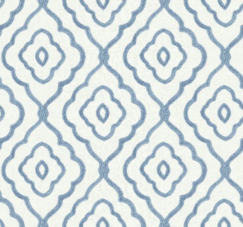 Wallpaper starry flair-Wallpaper with matte textures-Seaside Ogee Wallpaper in Blue Oasis from the Beach House Collection