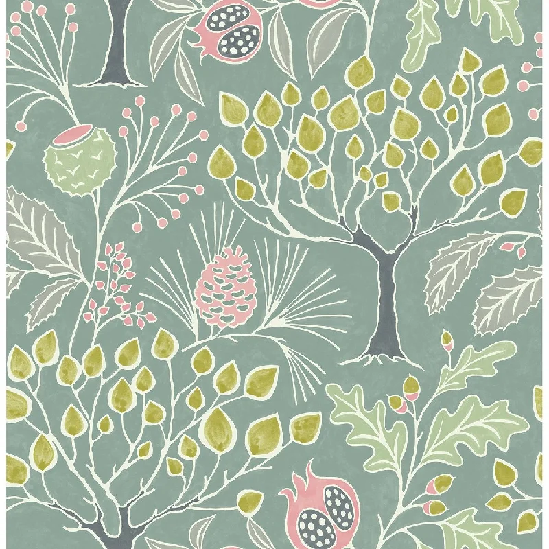 Wallpaper playful walls-Wallpaper with abstract textures-Shiloh Botanical Wallpaper in Green from the Bluebell Collection