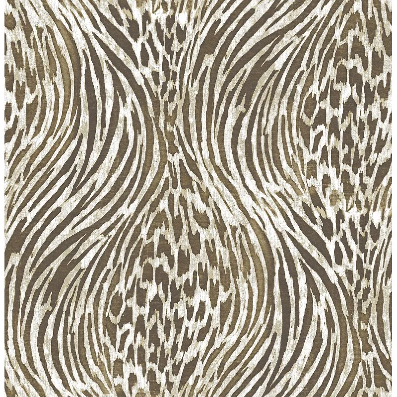 Wallpaper grand entrance-Best wallpaper with abstract designs-Splendid Animal Print Wallpaper in Brown from the Moonlight Collection