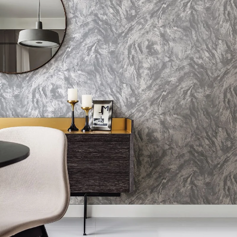 Wallpaper cozy rustic-Best wallpaper for neutral tones-Titania Marble Texture Wallpaper in Pewter from the Polished Collection