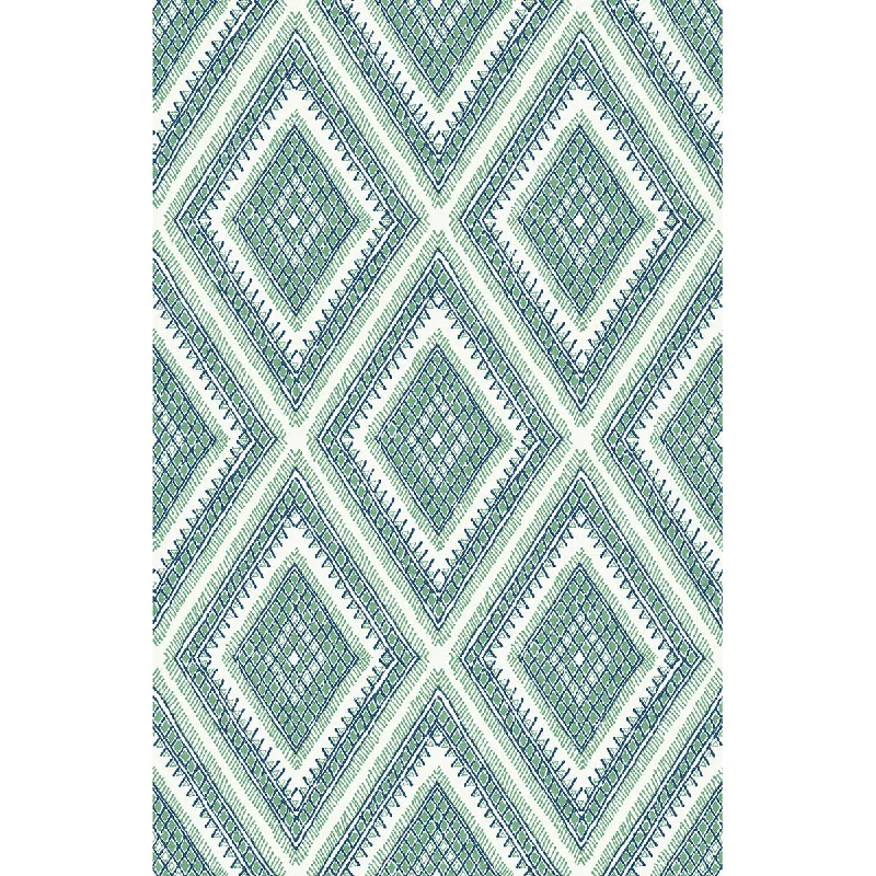 Wallpaper soundproof walls-Textured wallpaper for bedrooms-Zaya Tribal Diamonds Wallpaper Wallpaper in Green from the Pacifica Collection