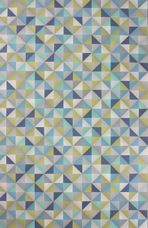 Wallpaper flat chic-Best wallpaper with vibrant designs-Zirconia Wallpaper in Blue Tones and Yellow from the Belvoir Collection by Osborne & Little