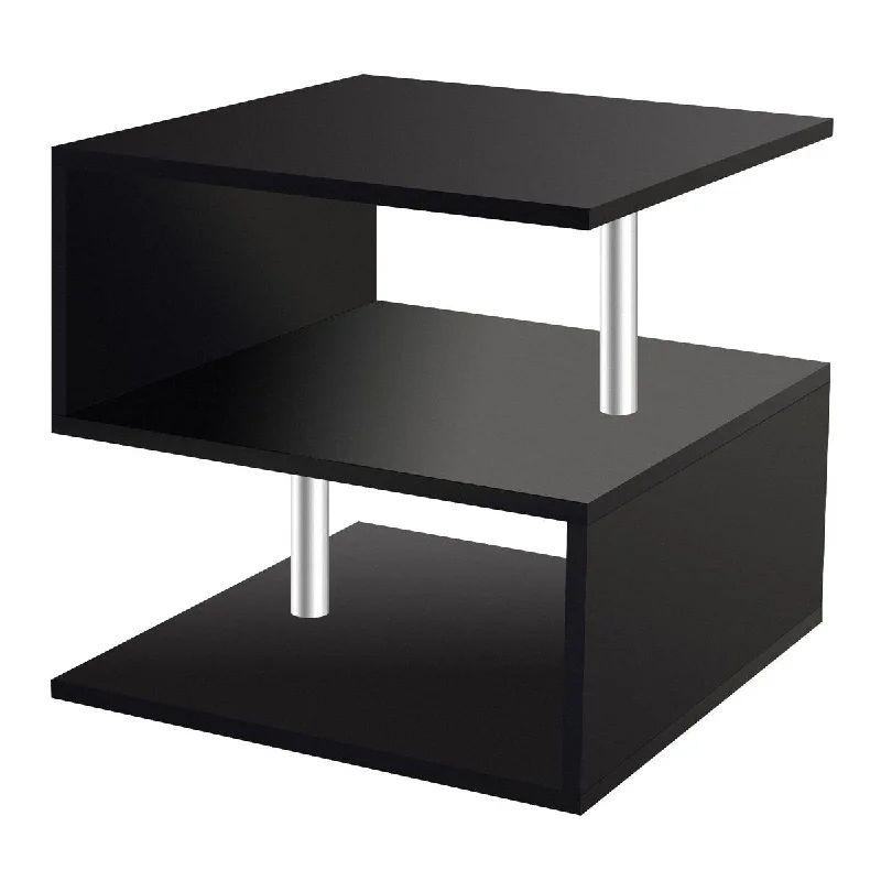 Urban bedroom design ideas-3 Tier End Table S-Shaped Modern Side Table Small Coffee Table with Open Shelf Storage Accent Home Decor Bedside Nightstand