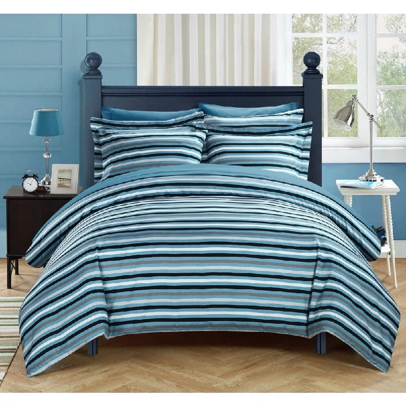 Platform bed setup guide-Chic Home Vasler Blue 9-Piece Duvet Cover Bed in a Bag with Sheet Set