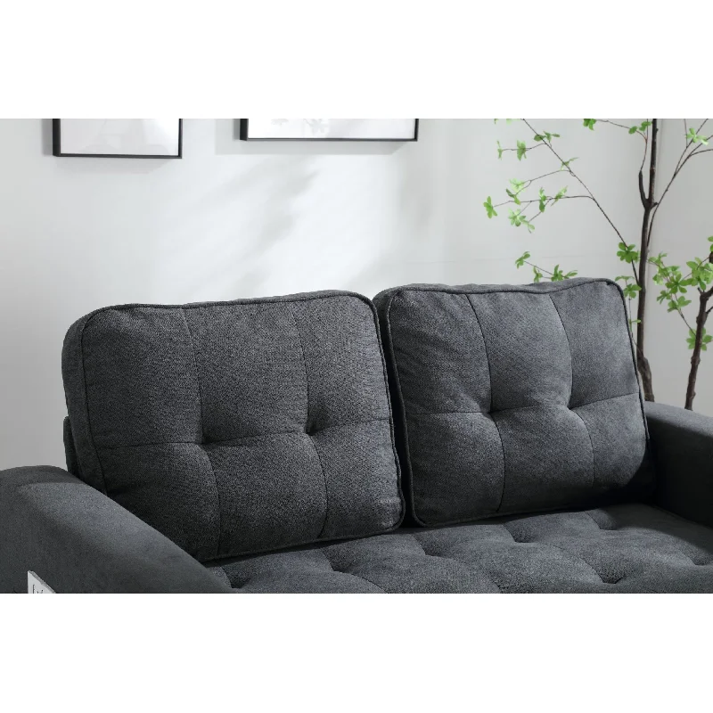 Murphy bed installation guide-Dark Gray 55" Linen Convertible Loveseat Sofa Bed with Armrest Bag