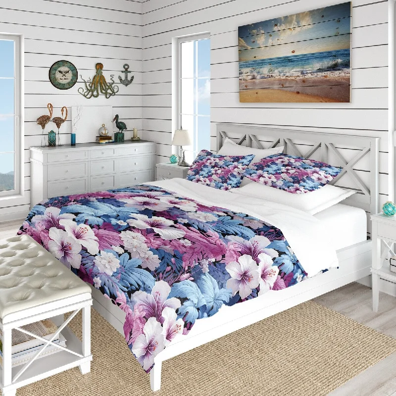 How to fix bed slats-Designart "Tranquil Dreamscape Tropical Pattern" Purple Floral Bedding Cover Set With 2 Shams