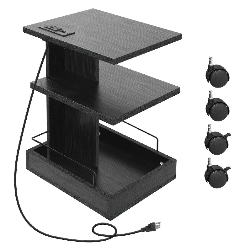 How to make bunk beds safe-End Table with Outlets & USB Ports, Narrow Side Table for Small Spaces with Charging Station, Bedside Rolling Nightstand