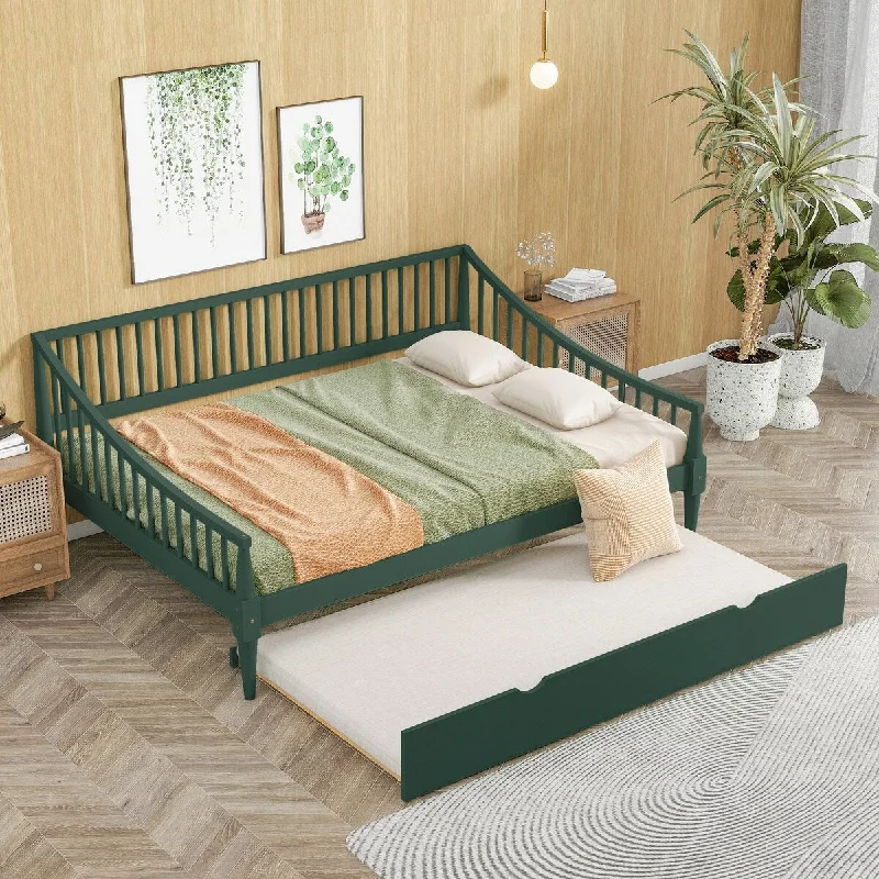 Best blankets for winter-Fence Daybed Frame with Rails 3 Sides and Pull-out Trundle Bed