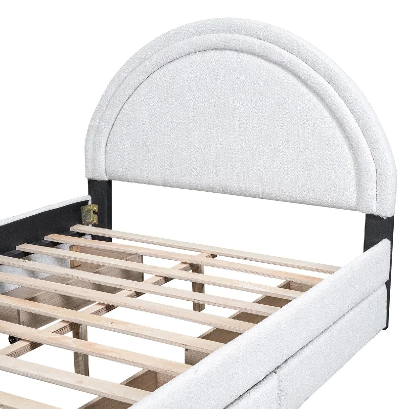 Small bedroom rug hacks-Full Teddy Upholstered Daybed Platform Bed With 4 Storage Drawers