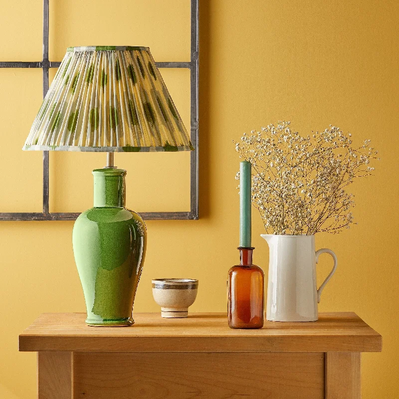 Mid-century bedroom decor-Smaller Lolita bedside lamp in an emerald glaze