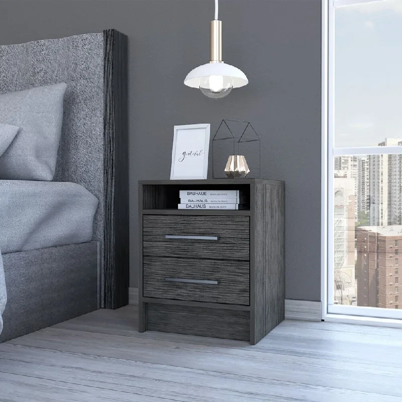 Cotton pillows for sleep-Malaga Modern Nightstand,  Gray Painted, 2-Drawers, for Bedroom