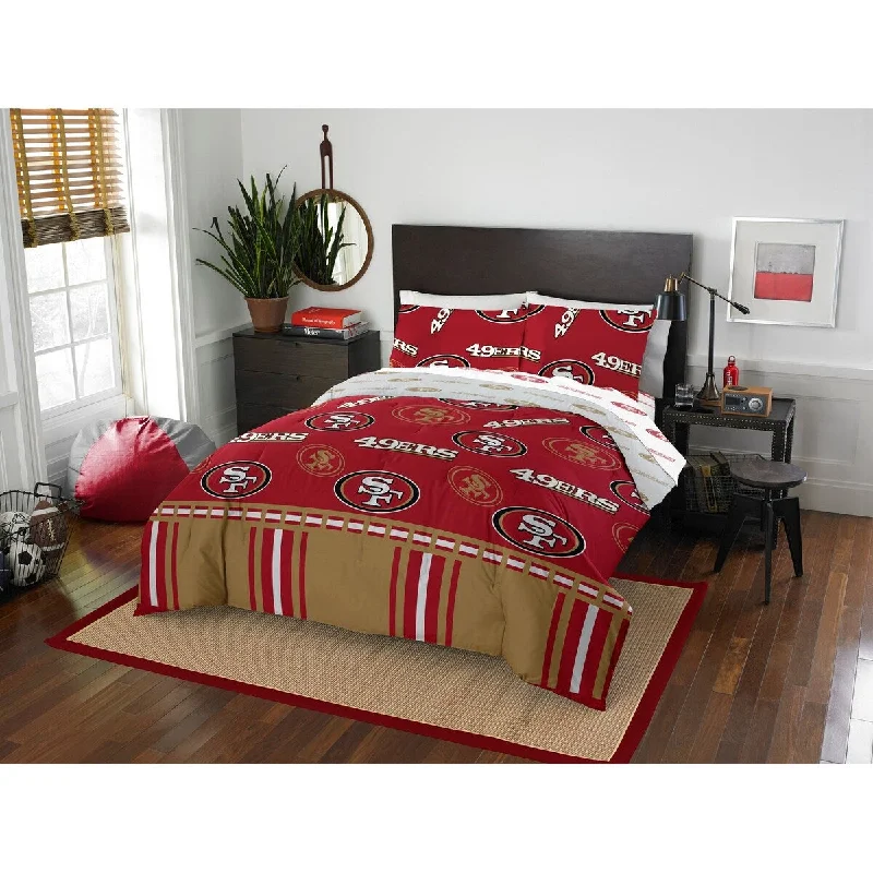 Cheap bedroom makeover tips-NFL 864 San Francisco 49ers Rotary Full Bed In a Bag Set Full Bed In a Bag Set