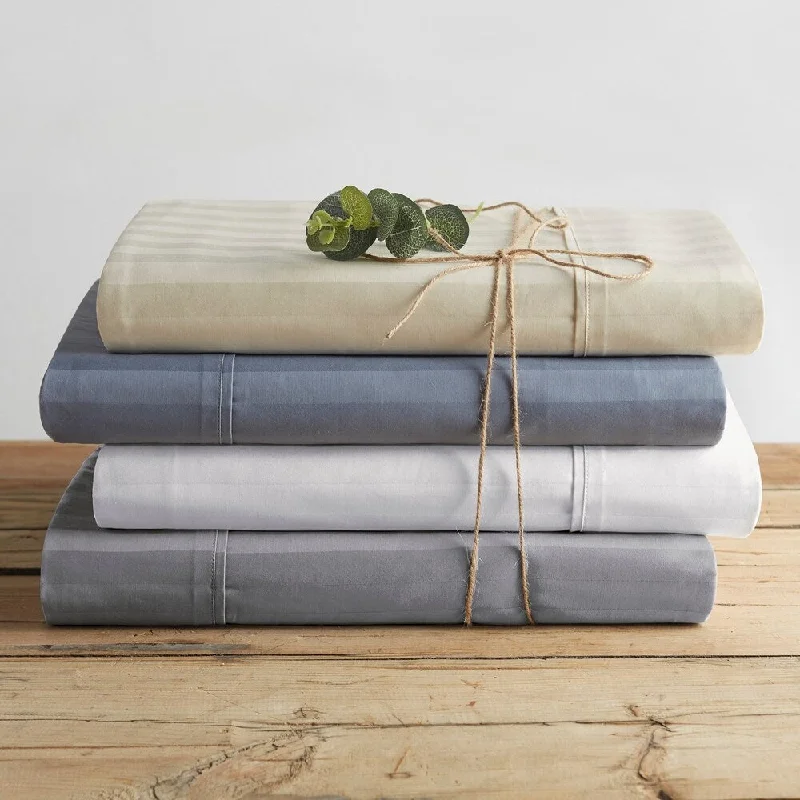 How to wash bed sheets-Porch & Den Marcola Dobby Stripe Organic Cotton Bed Sheet Set