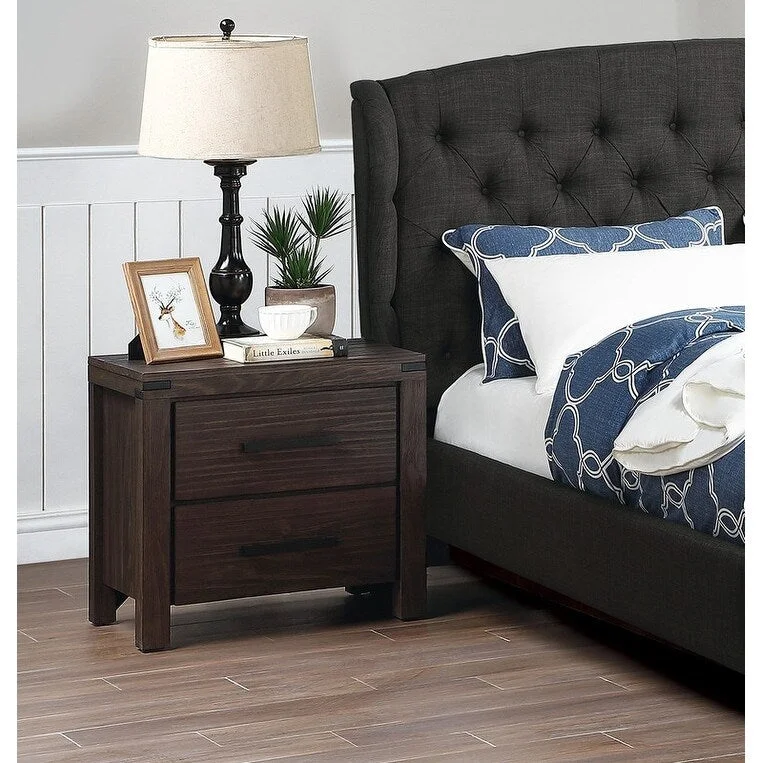 Kids bedroom decor ideas-Simple Look Stylish Nightstand 2 Drawers Bed Side Table Solidwood