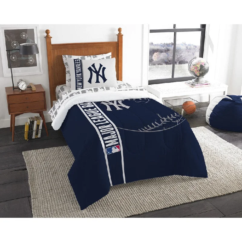 How to declutter a bedroom-The Northwest Company MLB New York Yankees Twin 5-piece Bed in a Bag with Sheet Set