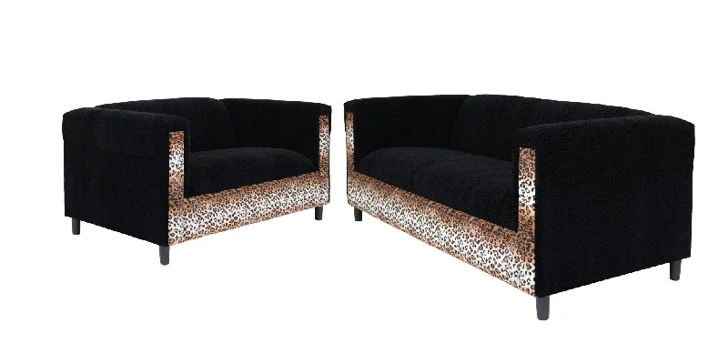 Sofa with pre-assembled parts-2 Piece Five Person Seating Set - Leopard / Black