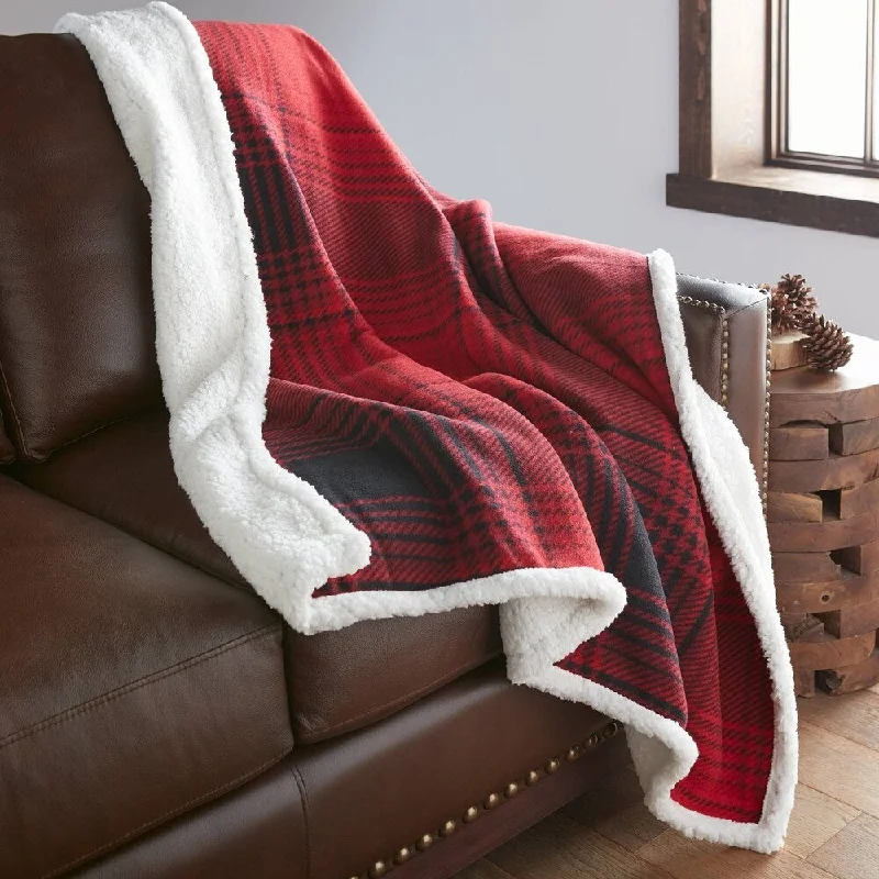 Vintage rustic throw blanket -American Outdoorsman Washington Red Plaid Throw