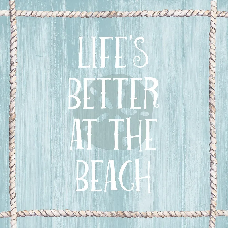 Wall Decor for party venues-At The Beach By Susan Jill (Framed) (Small) - Light Blue