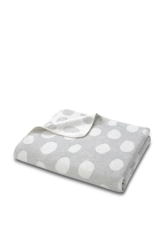 Cable knit fleece throw blanket -Biederlack Reversible Cotton Blanket, Grey & White