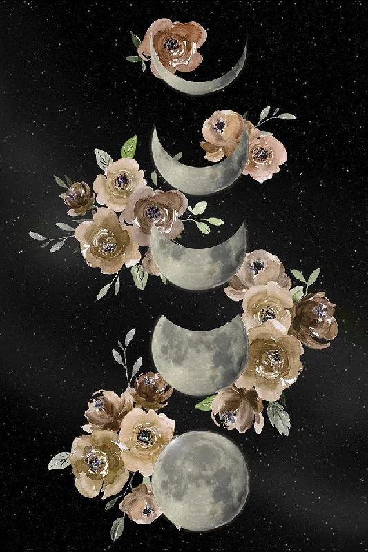 Wall Decor for functional rooms-Bohemian Lunar Phases By Daniela Santiago - Black