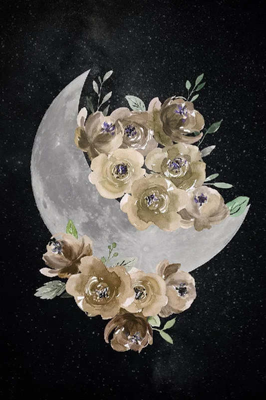 Wall Decor for stylish spaces-Bohemian Moon By Daniela Santiago - Black