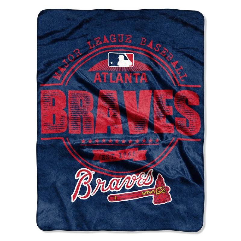 Vintage-inspired fringed throw blanket -Braves Structure Micro Throw Blanket