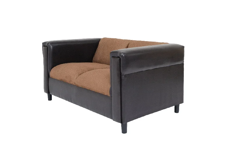 Sofa with storage space-Chenille Loveseat - Brown / Black